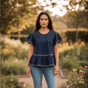 Maeve by Anthropologie flutter sleeve peplum top